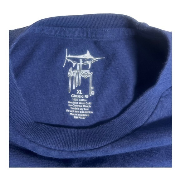 Guy Harvey XL Classic Fit T-Shirt Large Marlin on Back - Navy Blue - Picture 3 of 5